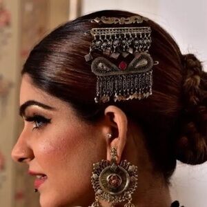 Vintage sterling Silver Afghan Kuchi Uzbek  Hair Pin accessories Gypsy Bohemian